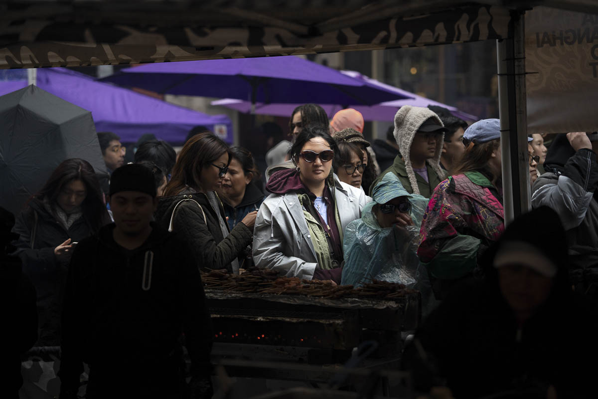 Alone Women in Crowd
